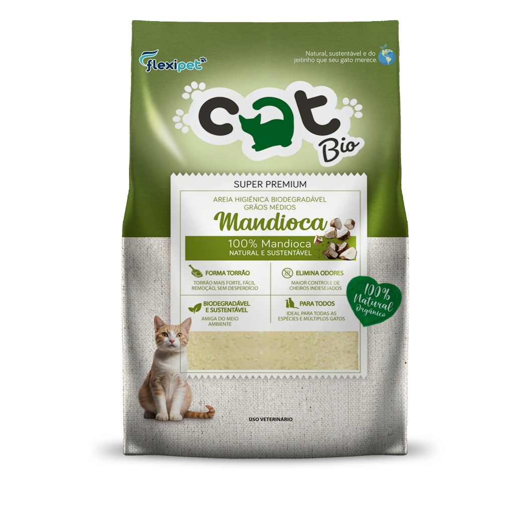 Areia Higiênica Biodegradável Catbio Mandioca e Milho 4kg