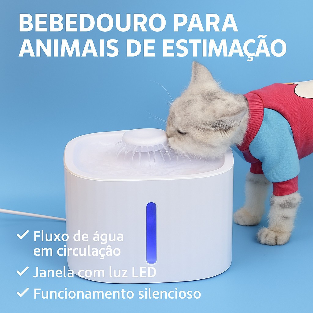 Fonte de Água Bivolt Automática com Filtro de Carvão Ativado