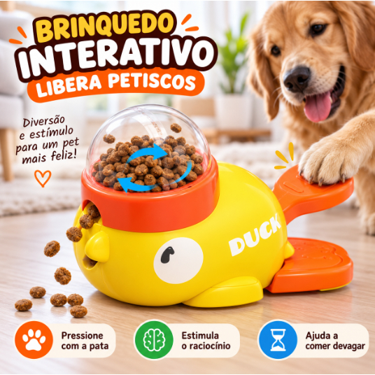 Dispensador Interativo de Ração e Petiscos em Formato de Pato
