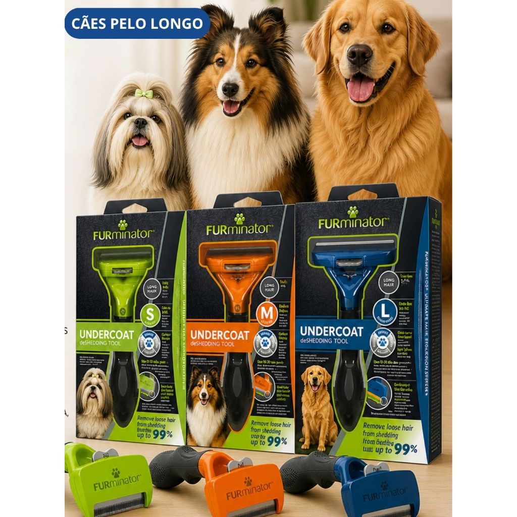 Escova Tira Pelos Furminator Profissional para Cães de Pelo Longo