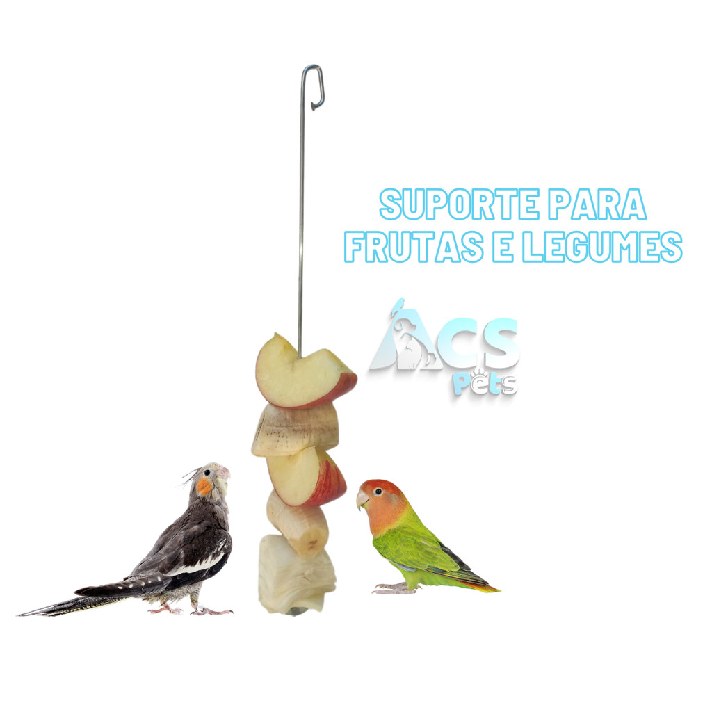 Suporte Porta Frutas e Legumes em Aço Inox para Gaiola de Aves
